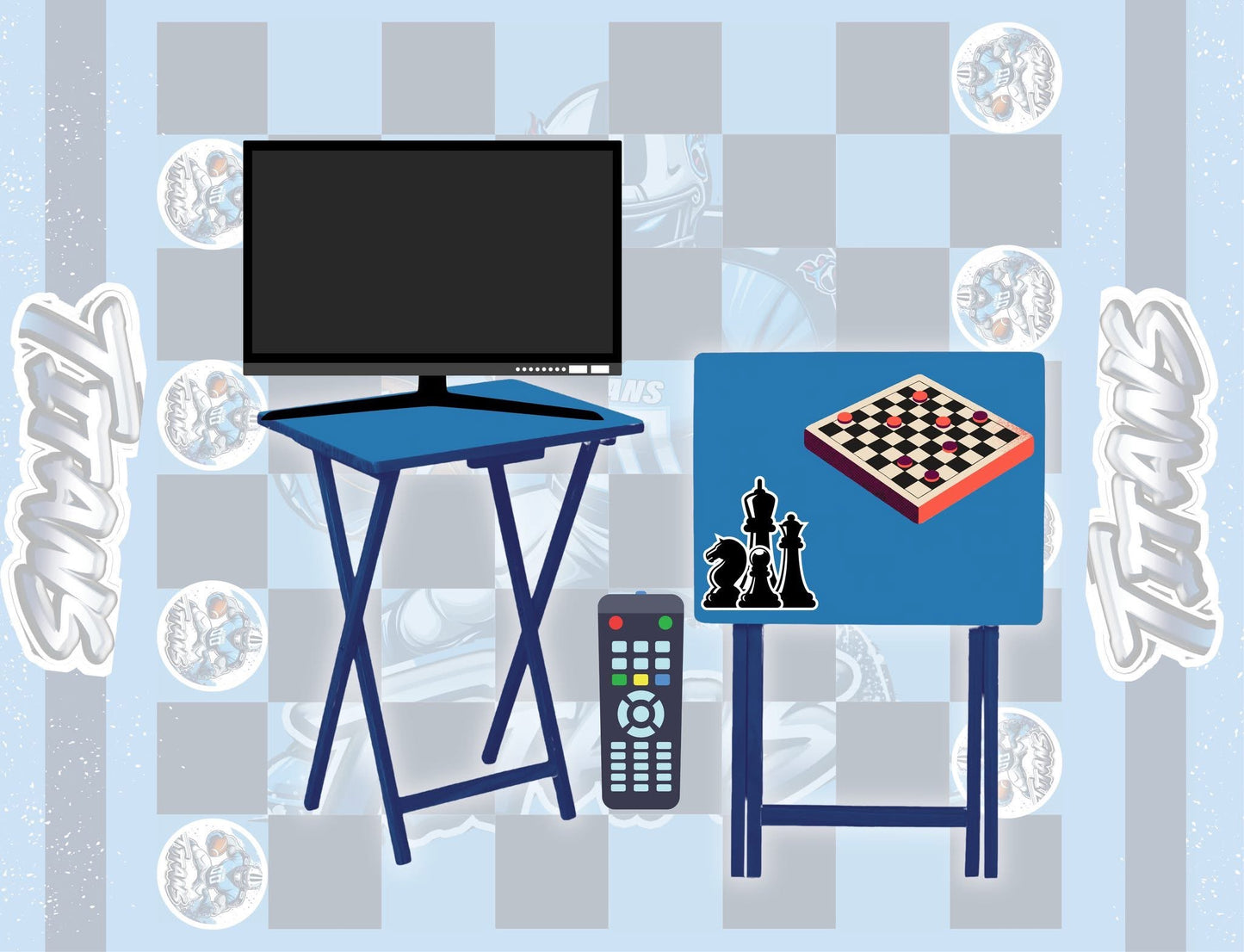 Pre-designed NFL inspired Checkboard Game TV Trays