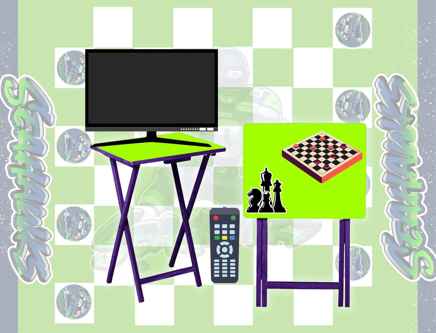 Pre-designed NFL inspired Checkboard Game TV Trays