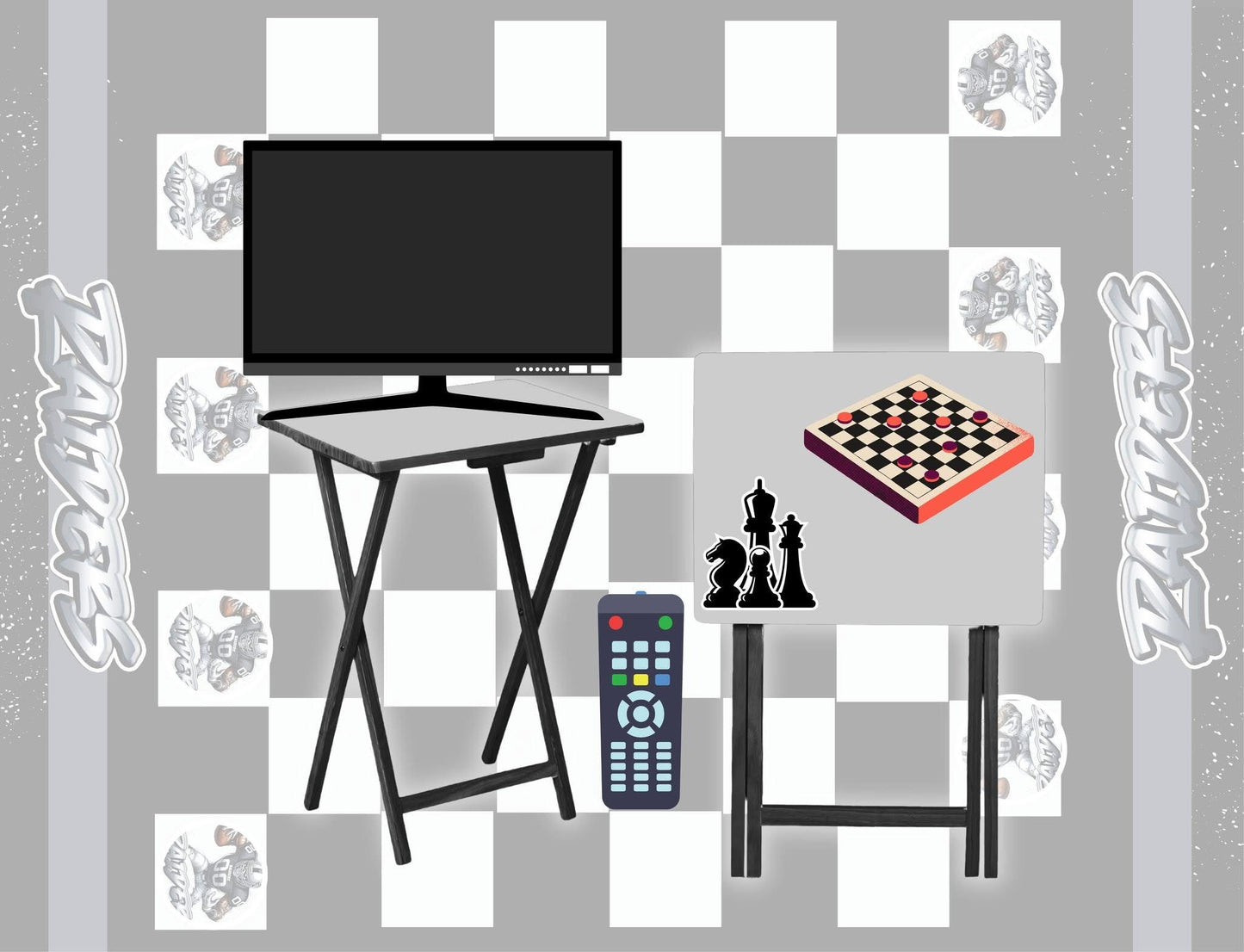 Pre-designed NFL inspired Checkboard Game TV Trays