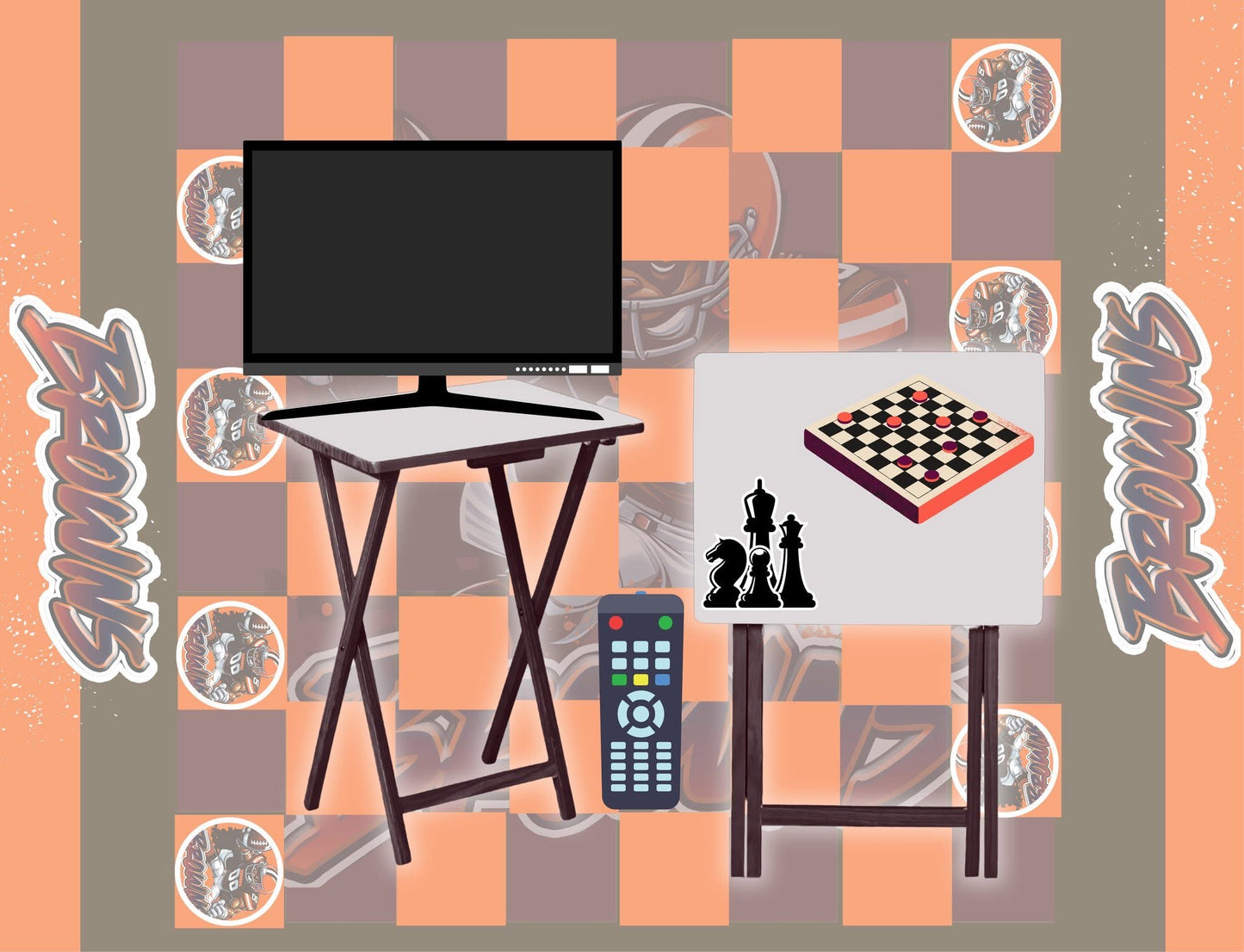 Pre-designed NFL inspired Checkboard Game TV Trays