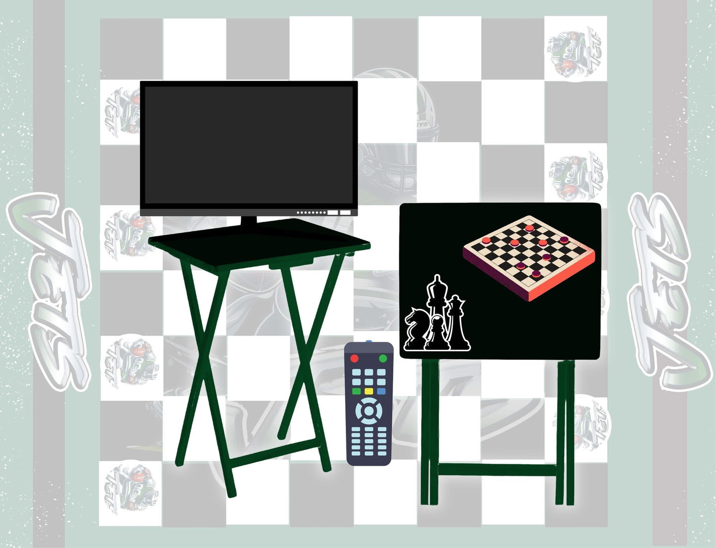 Pre-designed NFL inspired Checkboard Game TV Trays