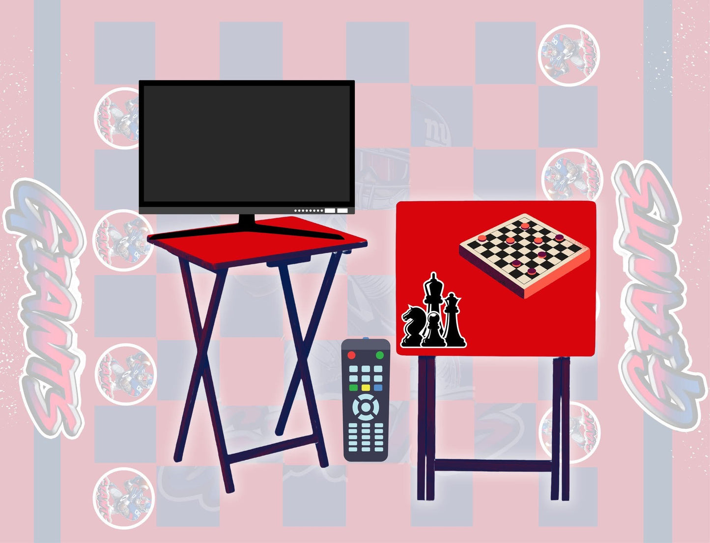 Pre-designed NFL inspired Checkboard Game TV Trays