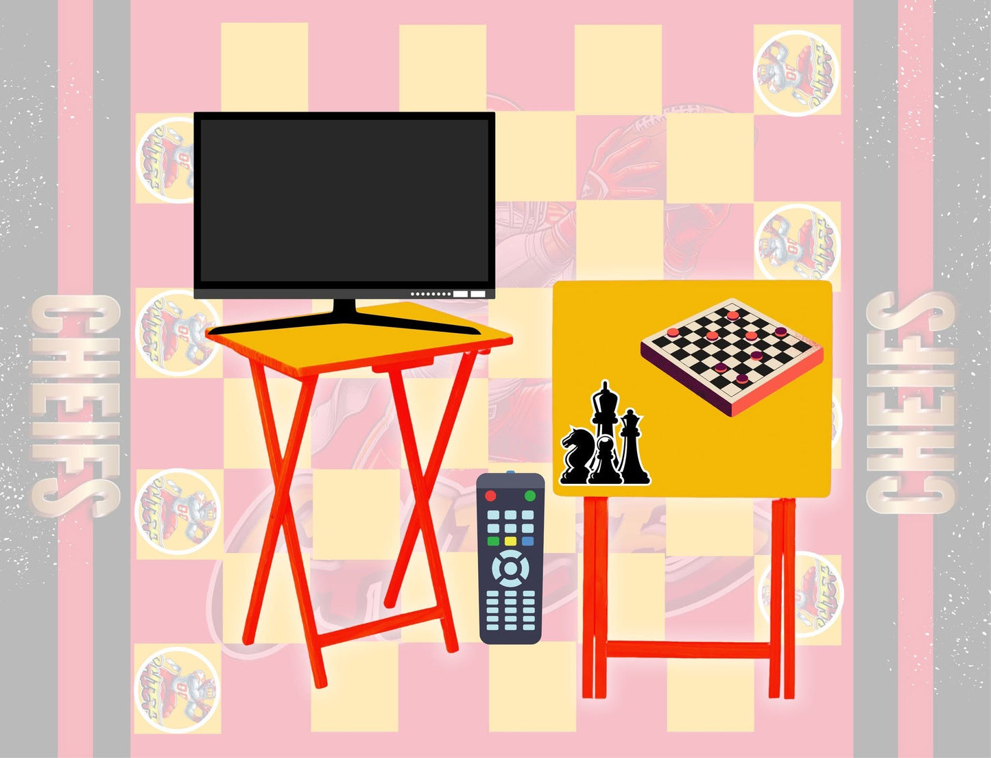 Pre-designed NFL inspired Checkboard Game TV Trays