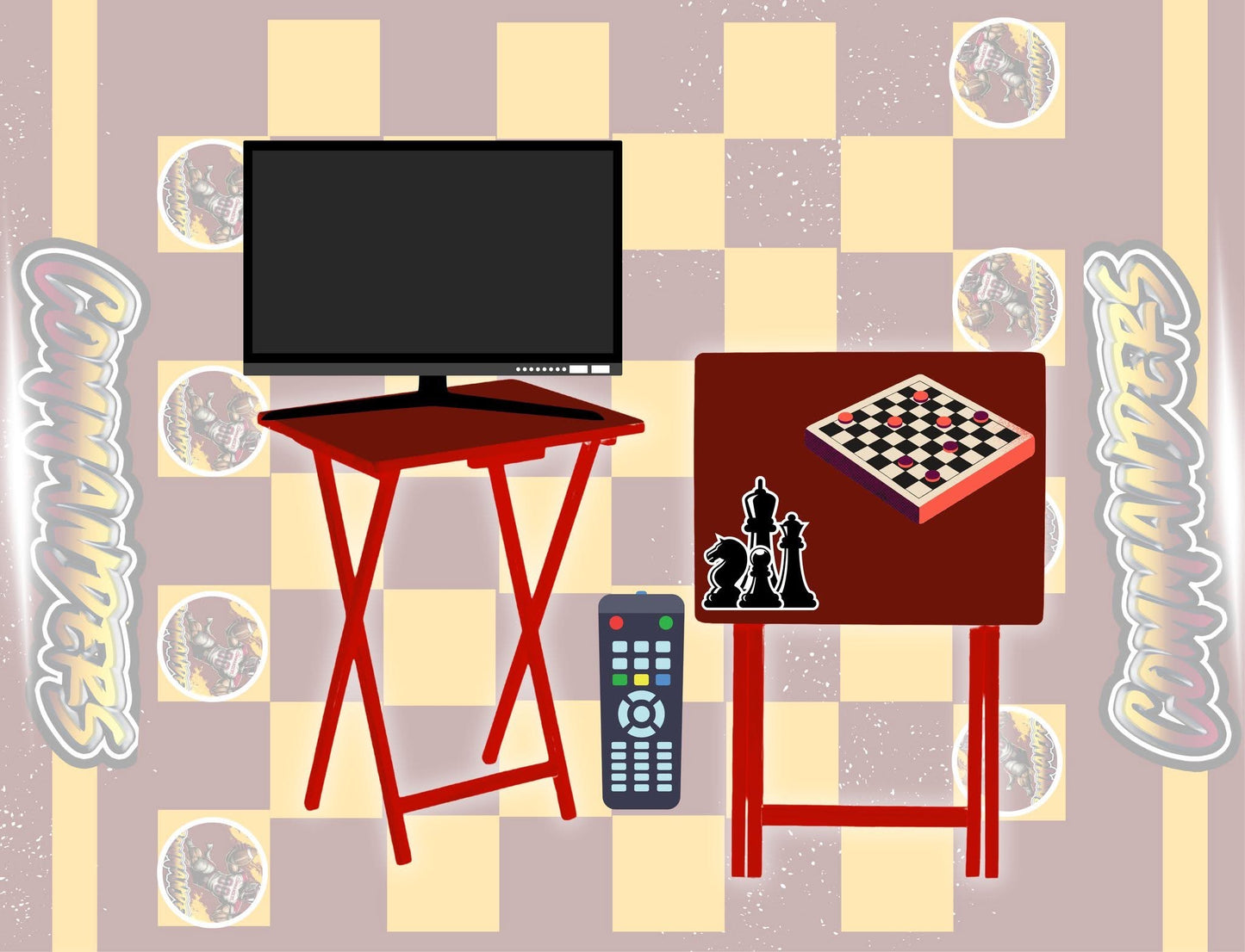 Pre-designed NFL inspired Checkboard Game TV Trays