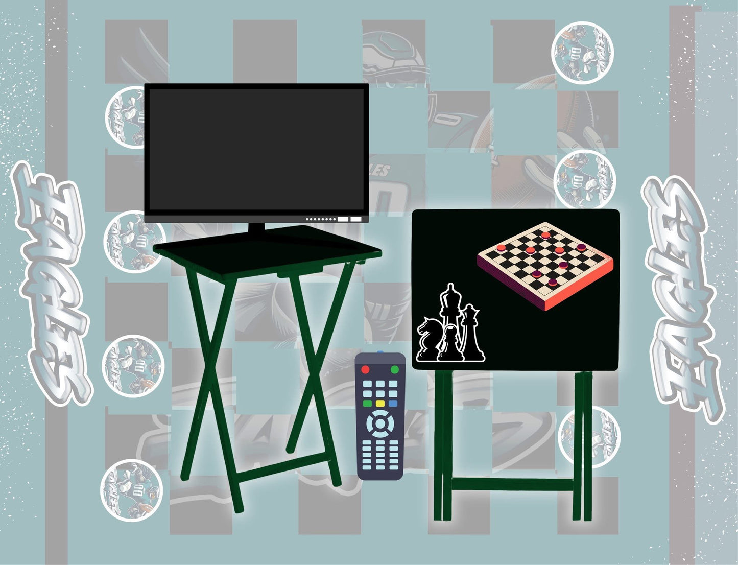 Pre-designed NFL inspired Checkboard Game TV Trays