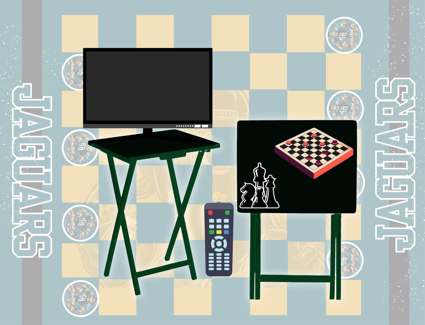 Pre-designed NFL inspired Checkboard Game TV Trays