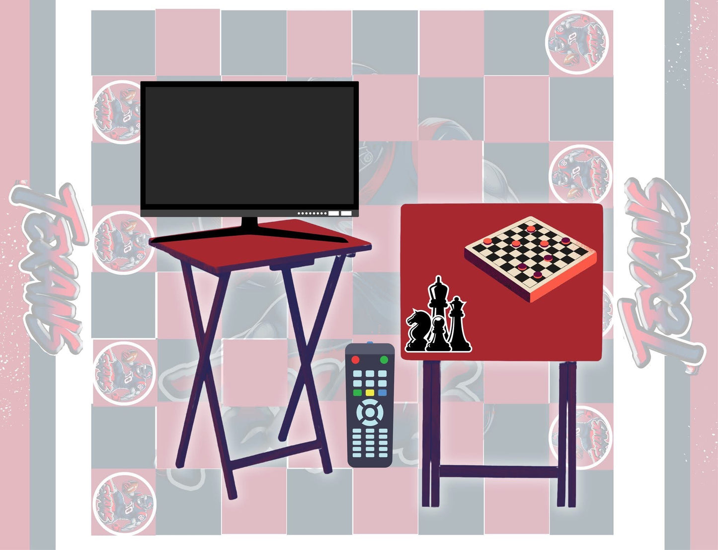 Pre-designed NFL inspired Checkboard Game TV Trays