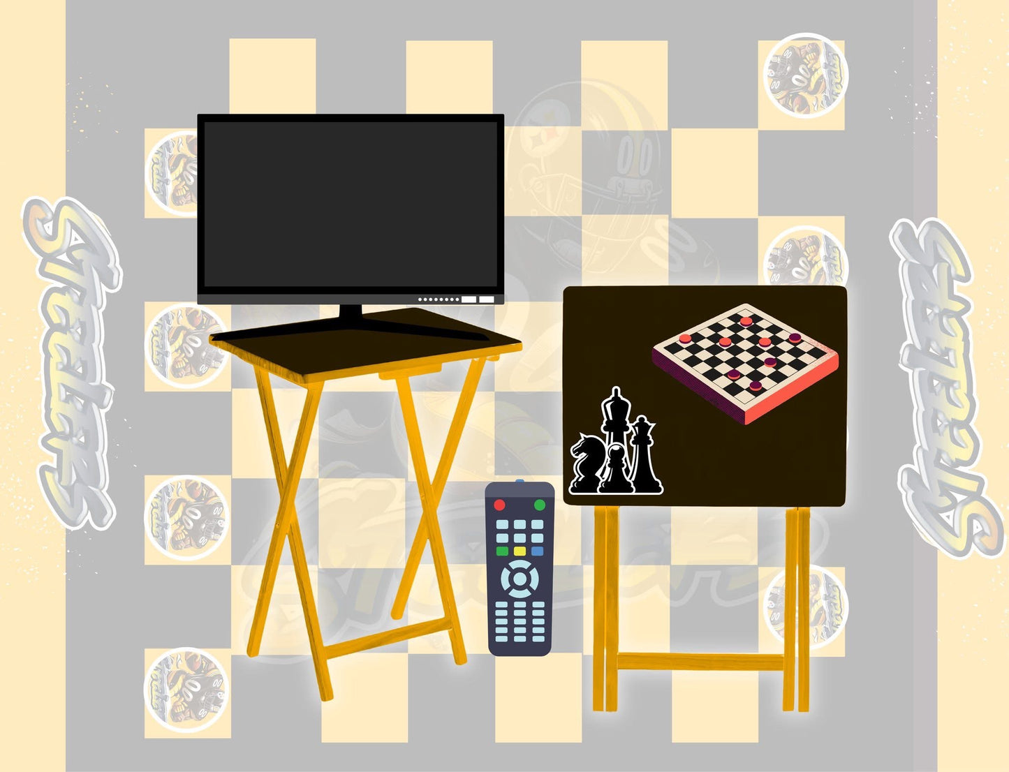 Pre-designed NFL inspired Checkboard Game TV Trays